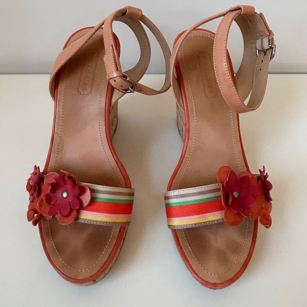 Coach Morgan Flower wedge sandals